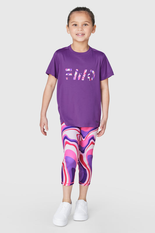 FWD Girl's All-Day Printed Crop Legging - Swirly