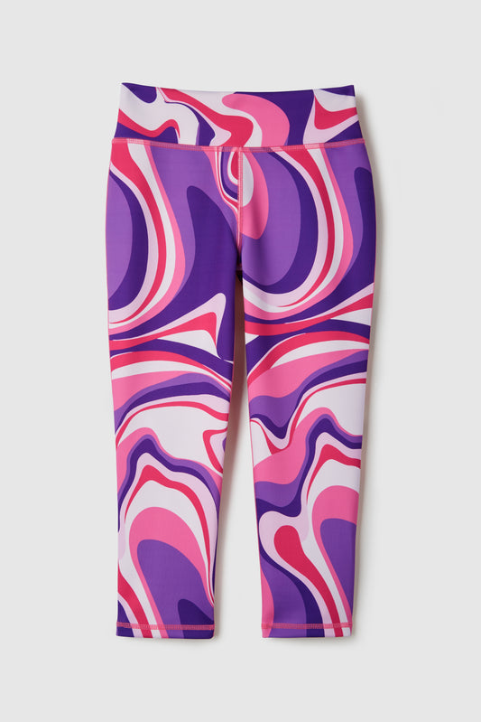 FWD Girl's All-Day Printed Crop Legging - Swirly