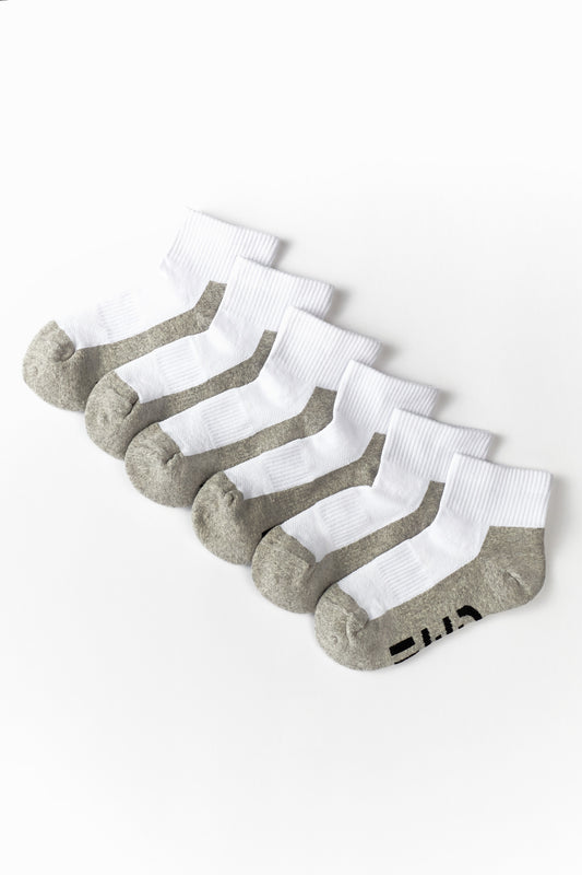 FWD Boy's Athletic Quarter Crew Socks - 6 Pack