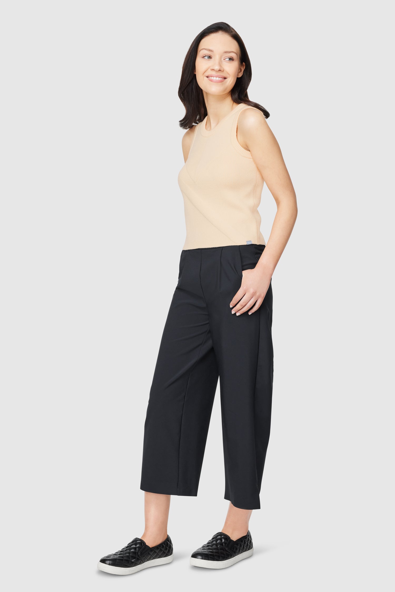 Flat-Front Cropped Trousers