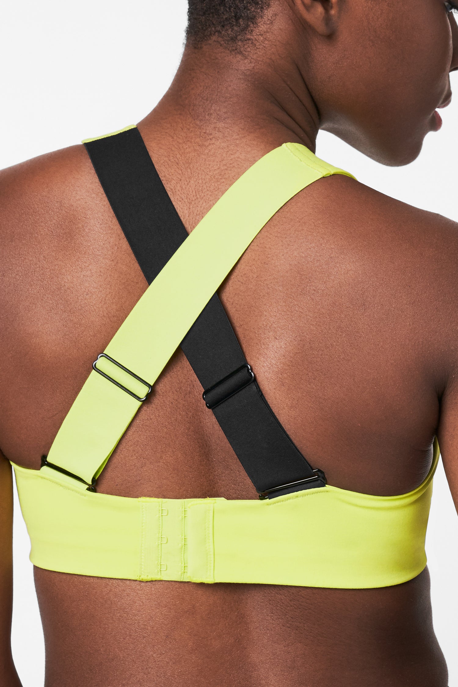 Nike Dri Fit Gray Black Neon Yellow Adjustable Straps Sports Bra